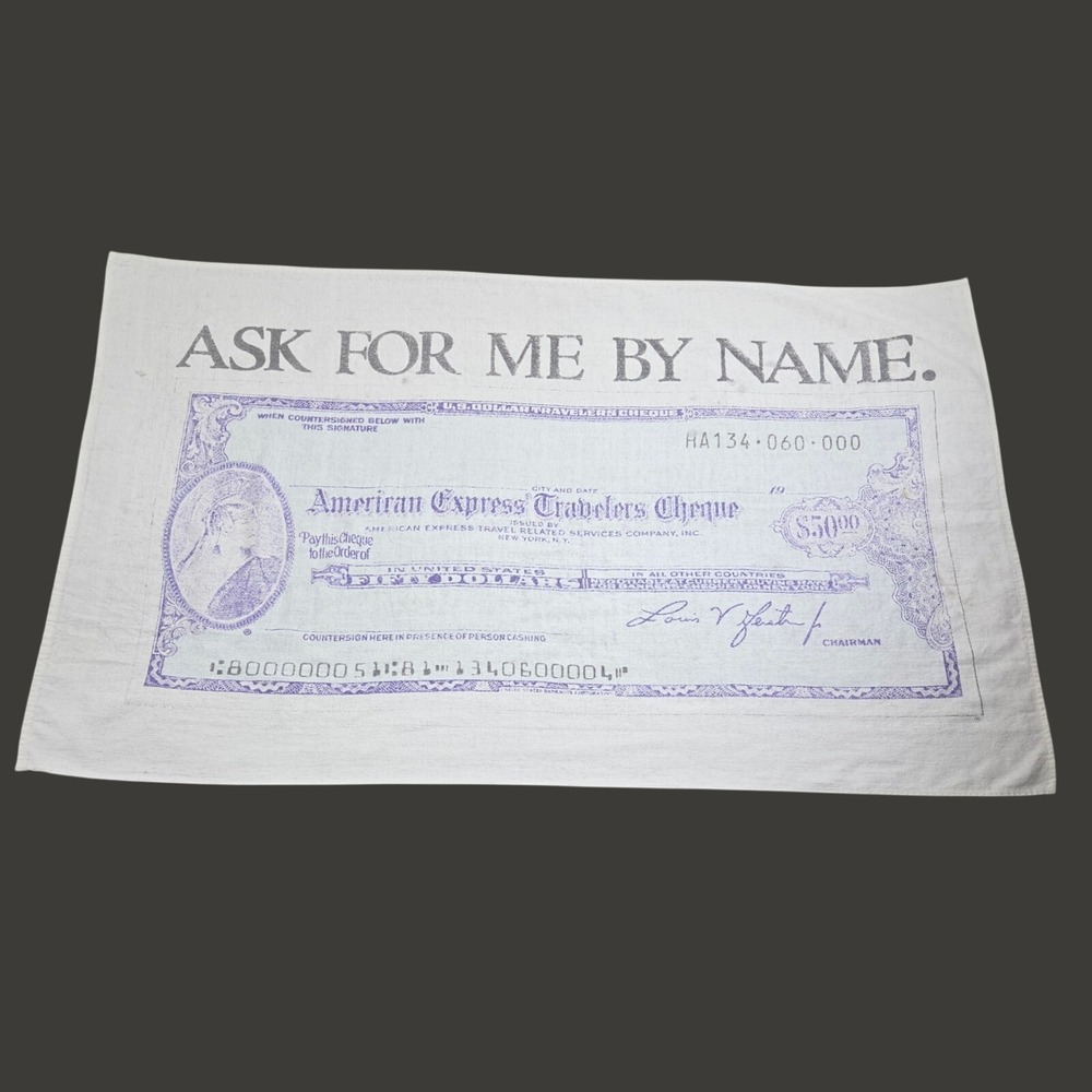 Vintage American Express Beach Towel Travelers Cheque White Novelty Check Beach